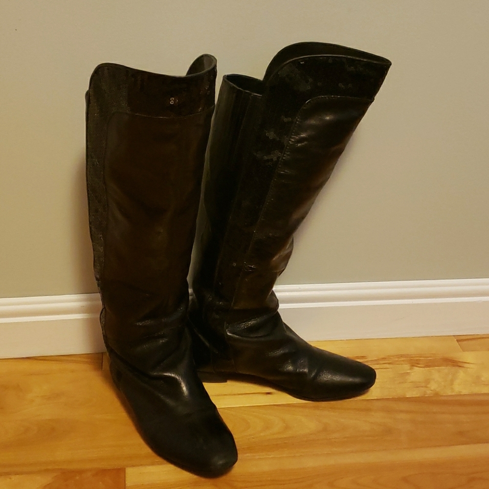 Guess by Marciano black leather knee high boots